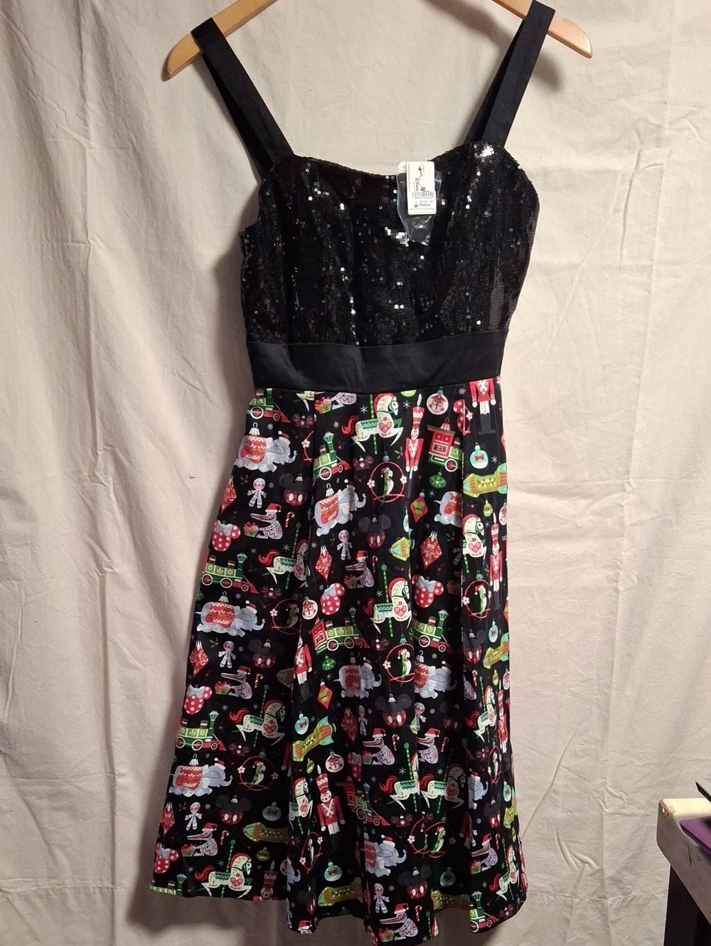 New Disney Parks  Black Sequin Detail Dress Size Small